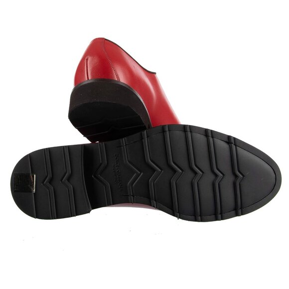 Dolce & Gabbana - Leather Oxford Shoes SICILIA Red 41 US 8 - Picture 2 of 5